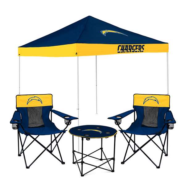 Los Angeles Chargers Canopy Tailgate Bundle - Set Includes 9X9 Canopy, 2 Chairs and 1 Side Table