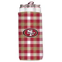 San Francisco 49ers Plaid Slim Can Coozie