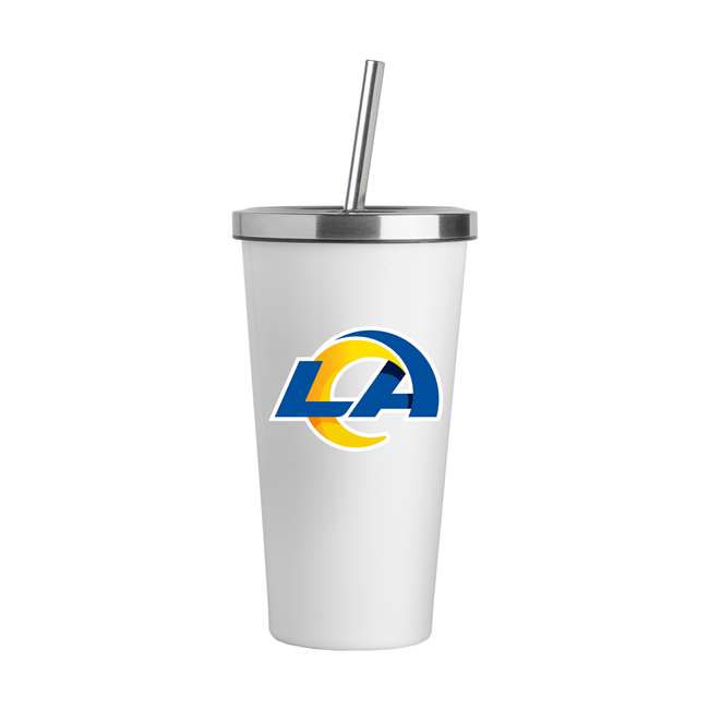 LA Rams Logo White 20oz Straw Tumbler