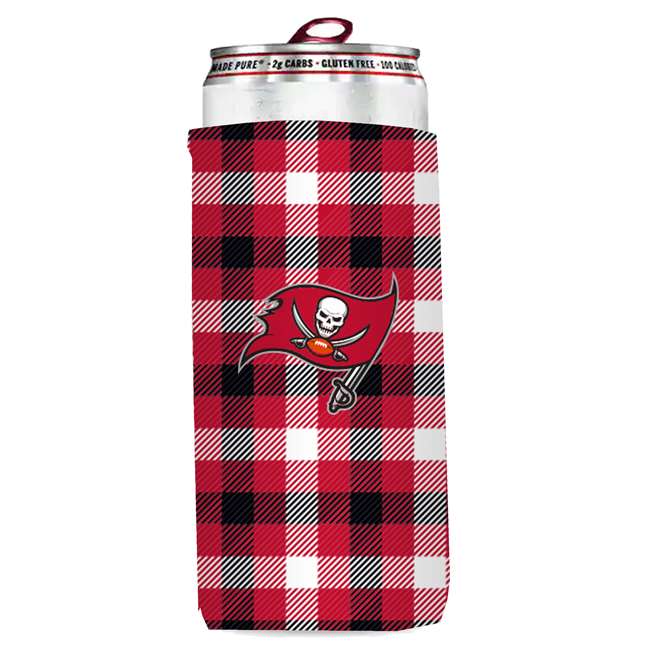 Tampa Bay Buccaneers Plaid Slim Can Coozie