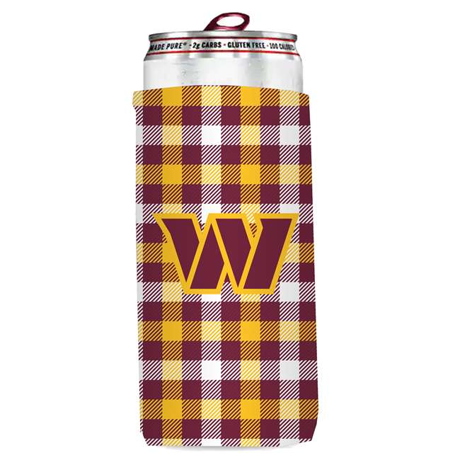 Washington Commanders Plaid Slim Can Coozie