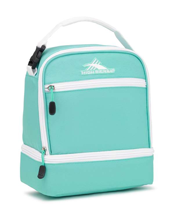 High Sierra Back to School Backpack  Stacked Compartment Lunch Bag AQUAMARINE/WHITE   