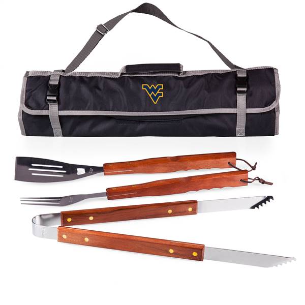 West Virginia Mountaineers 3 Piece BBQ Tool Set and Tote