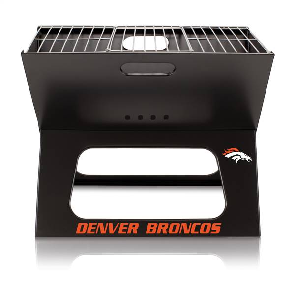 Denver Broncos Portable Folding Charcoal BBQ Grill