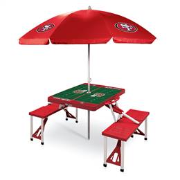San Francisco 49ers Portable Folding Picnic Table with Umbrella  