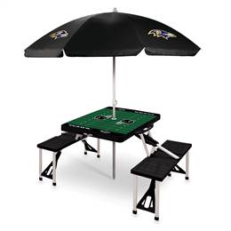 Baltimore Ravens Portable Folding Picnic Table with Umbrella
