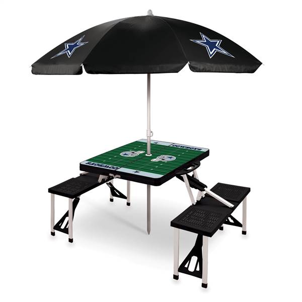 Dallas Cowboys Portable Folding Picnic Table with Umbrella