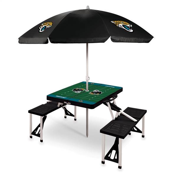 Jacksonville Jaguars Portable Folding Picnic Table with Umbrella