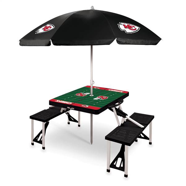 Kansas City Chiefs Portable Folding Picnic Table with Umbrella