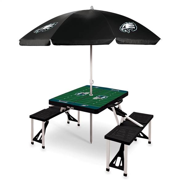 Philadelphia Eagles Portable Folding Picnic Table with Umbrella