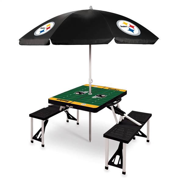 Pittsburgh Steelers Portable Folding Picnic Table with Umbrella