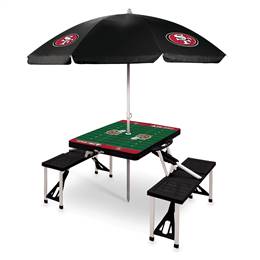 San Francisco 49ers Portable Folding Picnic Table with Umbrella