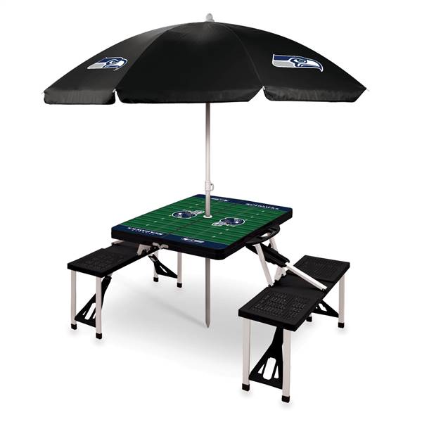 Seattle Seahawks Portable Folding Picnic Table with Umbrella
