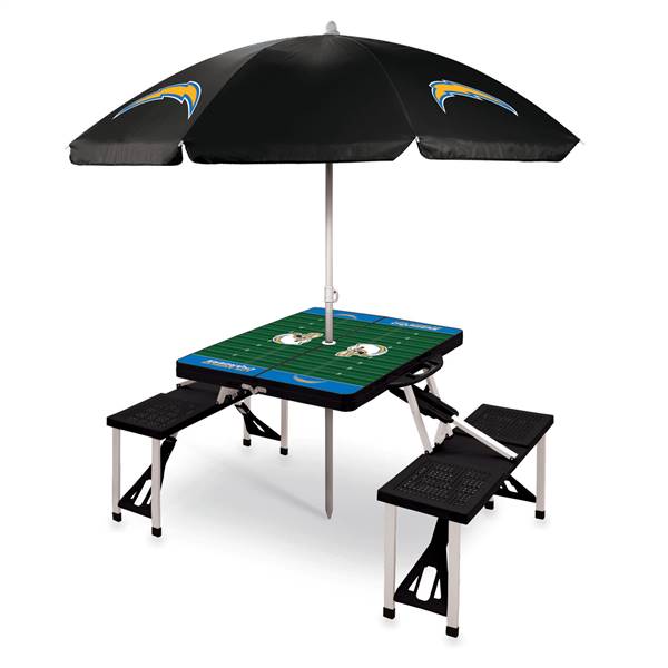 Los Angeles Chargers Portable Folding Picnic Table with Umbrella