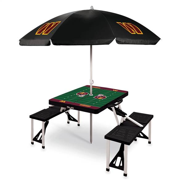 Washington Commanders Portable Folding Picnic Table with Umbrella