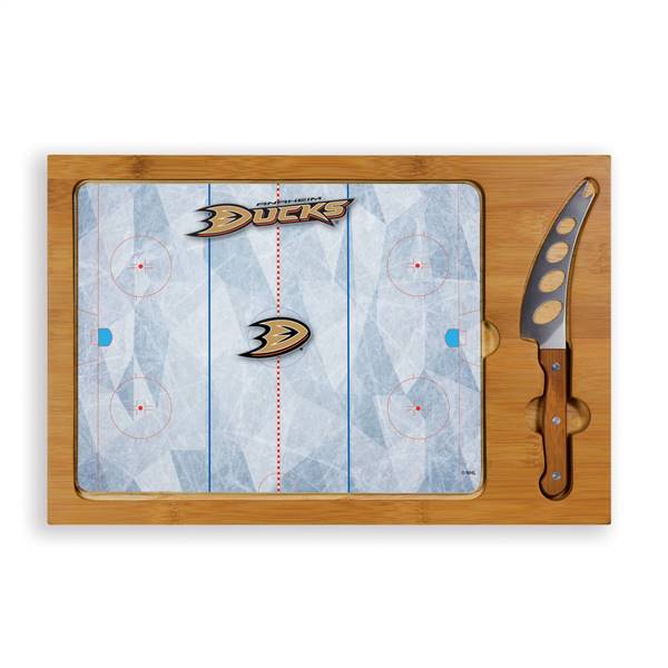 Anaheim Ducks Glass Top Cutting Board and Knife  