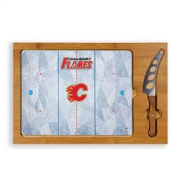 Calgary Flames Glass Top Cutting Board and Knife