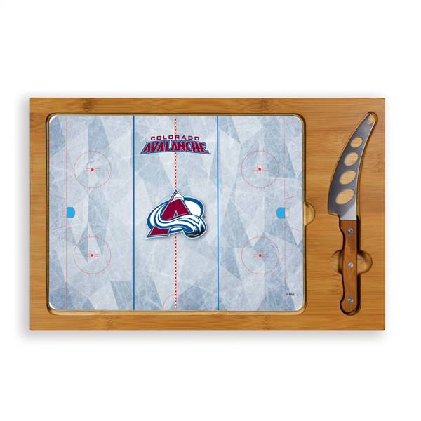 Colorado Avalanche Glass Top Cutting Board and Knife