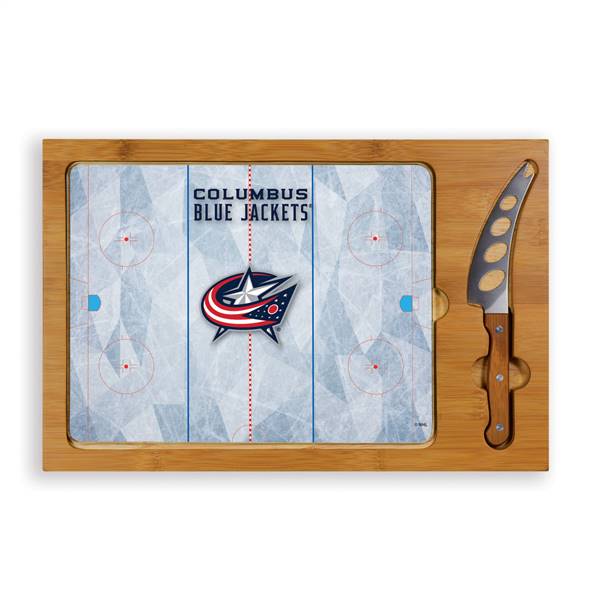 Columbus Blue Jackets Glass Top Cutting Board and Knife
