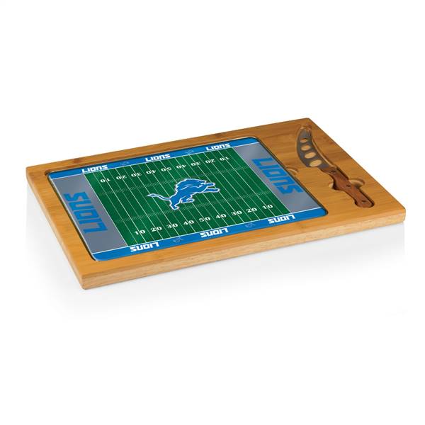 Detroit Lions Glass Top Cutting Board and Knife  