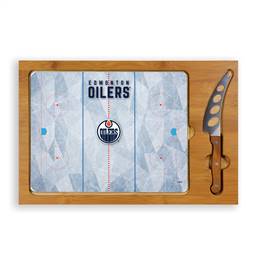 Edmonton Oilers Glass Top Cutting Board and Knife