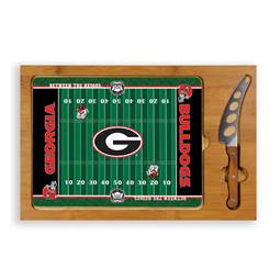 Georgia Bulldogs Glass Top Cutting Board and Knife