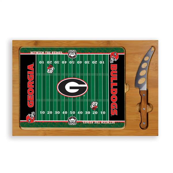 Georgia Bulldogs Glass Top Cutting Board and Knife