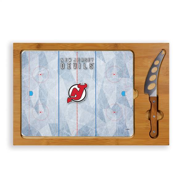 New Jersey Devils Glass Top Cutting Board and Knife