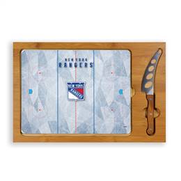 New York Rangers Glass Top Cutting Board and Knife