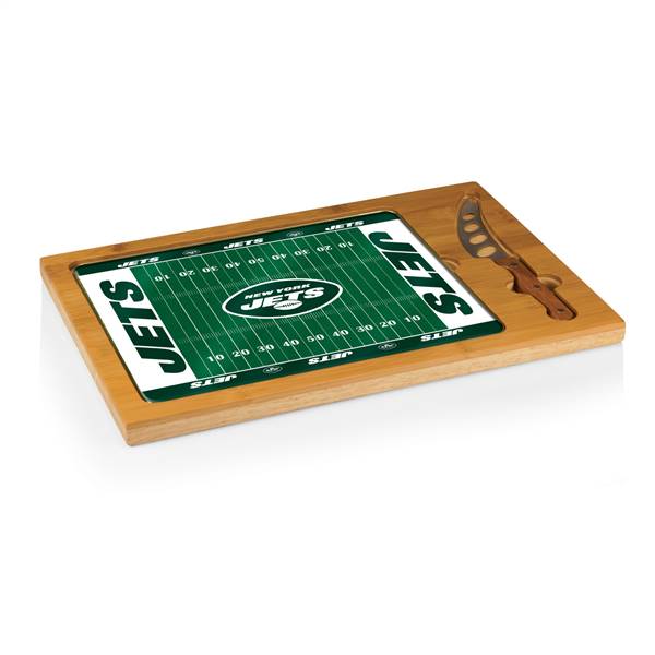 New York Jets Glass Top Cutting Board and Knife