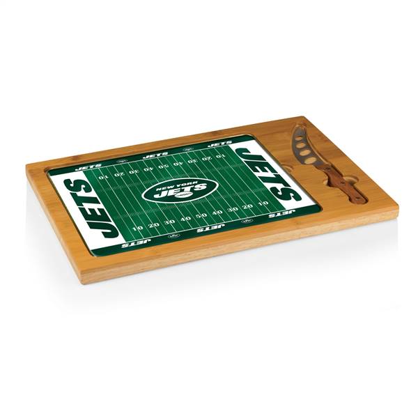 New York Jets Glass Top Cutting Board and Knife  