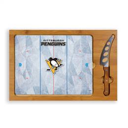 Pittsburgh Penguins Glass Top Cutting Board and Knife