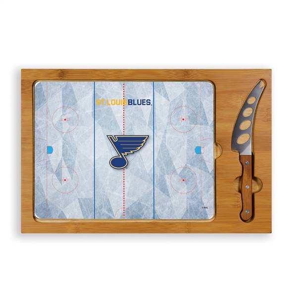 St Louis Blues Glass Top Cutting Board and Knife