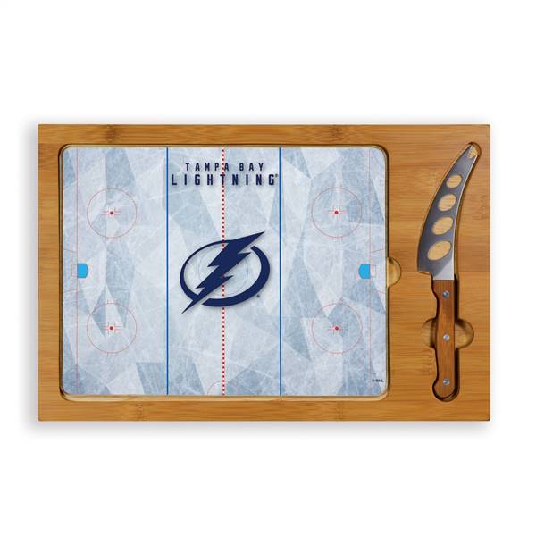 Tampa Bay Lightning Glass Top Cutting Board and Knife