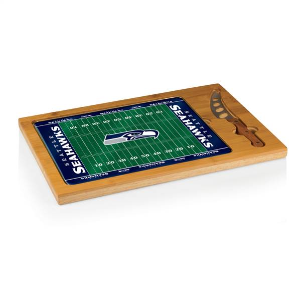 Seattle Seahawks Glass Top Cutting Board and Knife