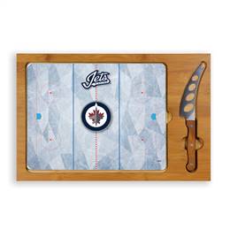 Winnipeg Jets Glass Top Cutting Board and Knife