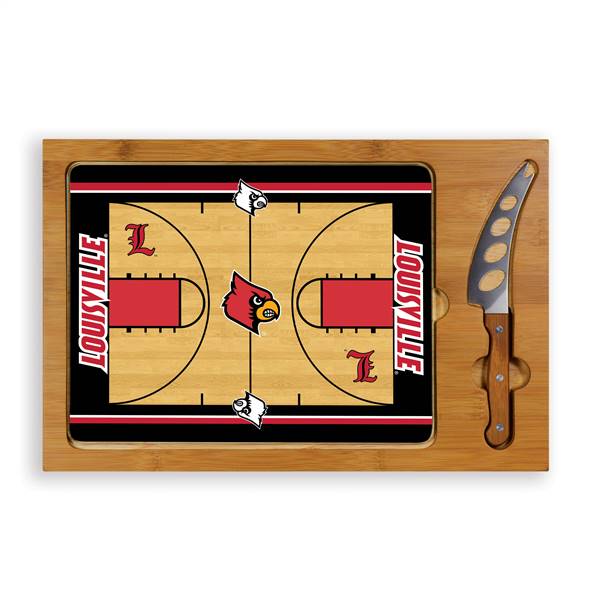 Louisville Cardinals Glass Top Cutting Board and Knife