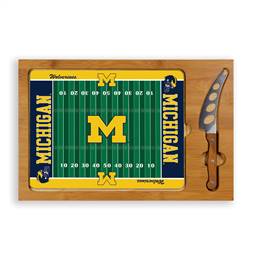 Michigan Wolverines Glass Top Cutting Board and Knife