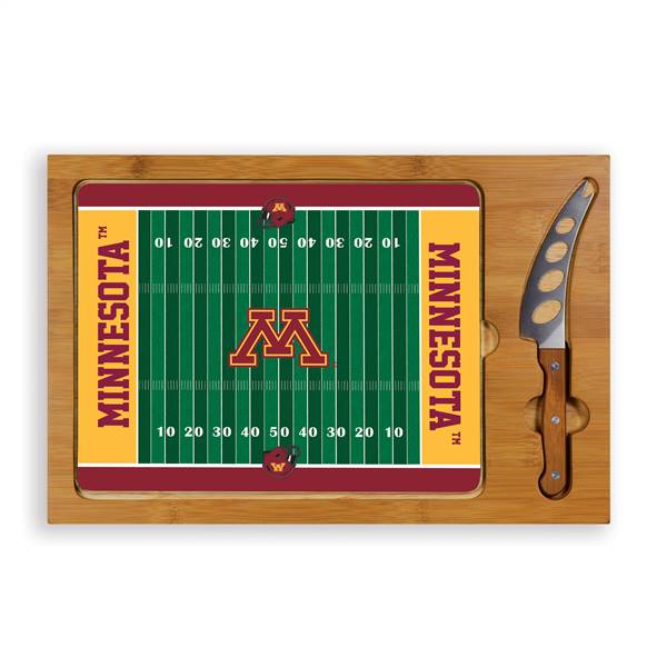 Minnesota Golden Gophers Glass Top Cutting Board and Knife
