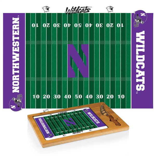Northwestern Wildcats Glass Top Cutting Board and Knife
