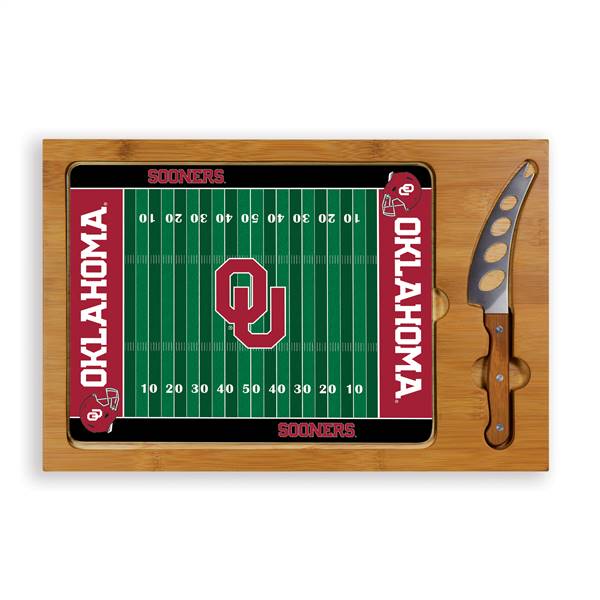 Oklahoma Sooners Glass Top Cutting Board and Knife