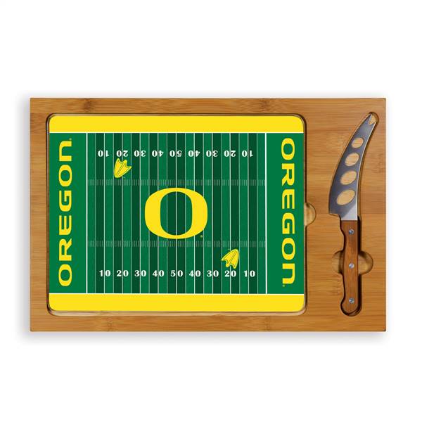 Oregon Ducks Glass Top Cutting Board and Knife