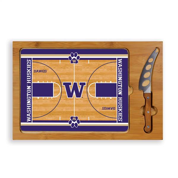 Washington Huskies Glass Top Cutting Board and Knife