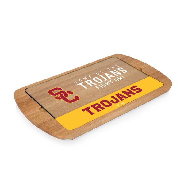 USC Trojans Glass Top Serving Tray