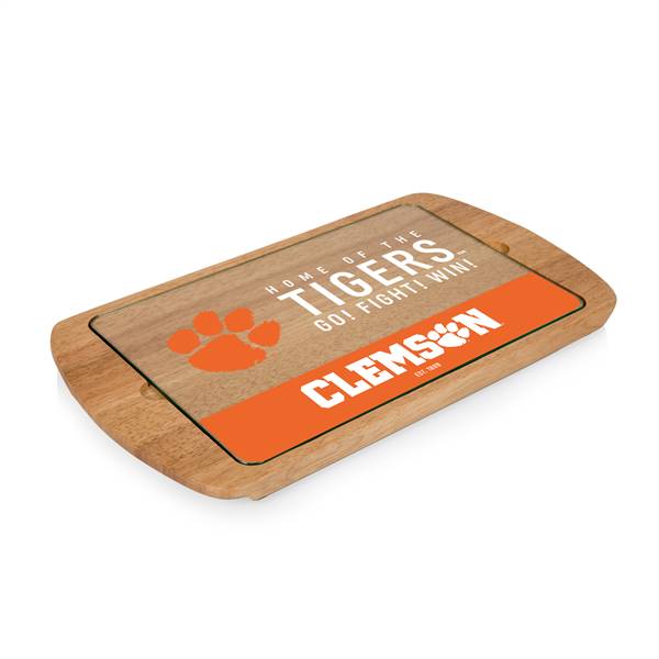 Clemson Tigers Glass Top Serving Tray