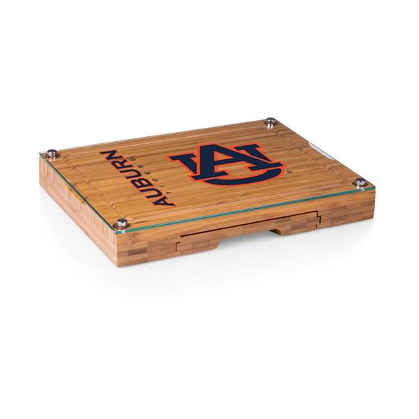 Auburn Tigers Glass Top Cheese Cutting Board and Tools