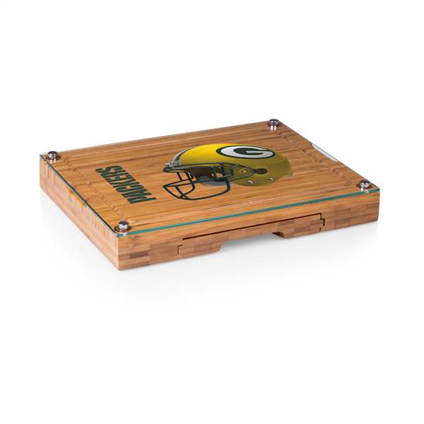 Green Bay Packers Glass Top Cheese Cutting Board and Tools