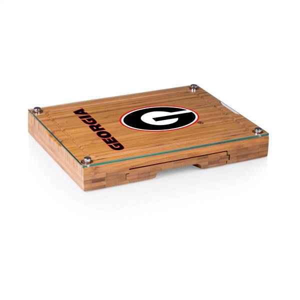 Georgia Bulldogs Glass Top Cheese Cutting Board and Tools