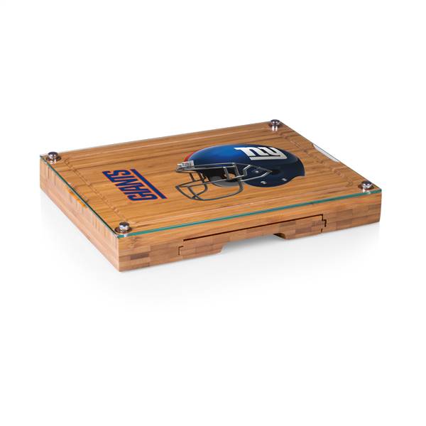 New York Giants Glass Top Cheese Cutting Board and Tools