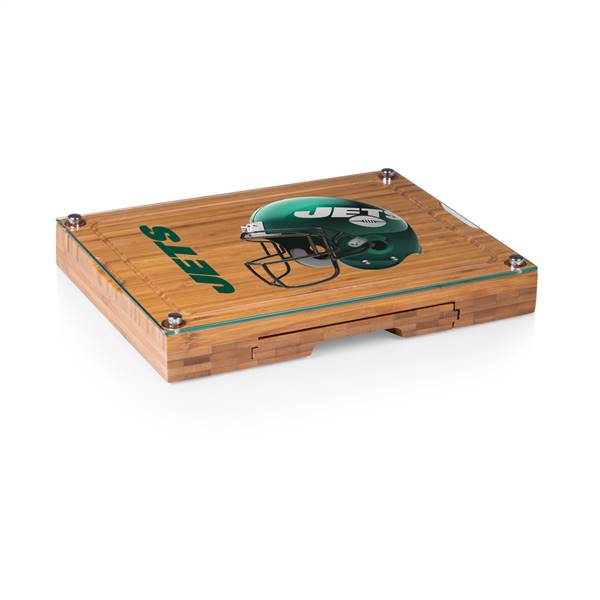 New York Jets Glass Top Cheese Cutting Board and Tools